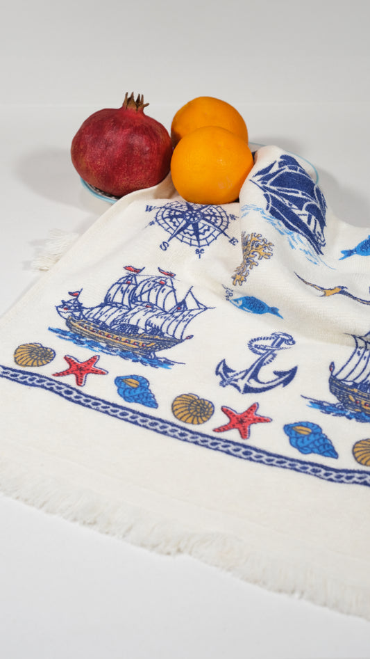 Ship Print Kitchen Towel