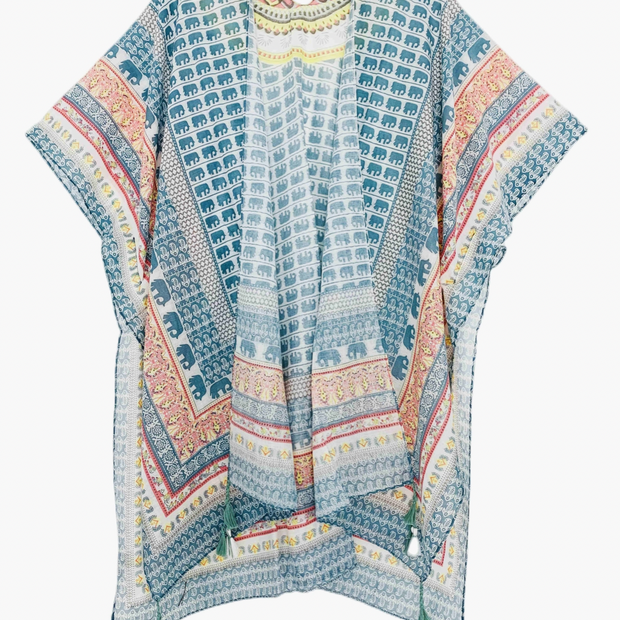 Teal Elephant Kimono