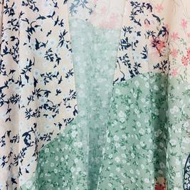 Pink-Aqua Daisy Patchwork Kimono