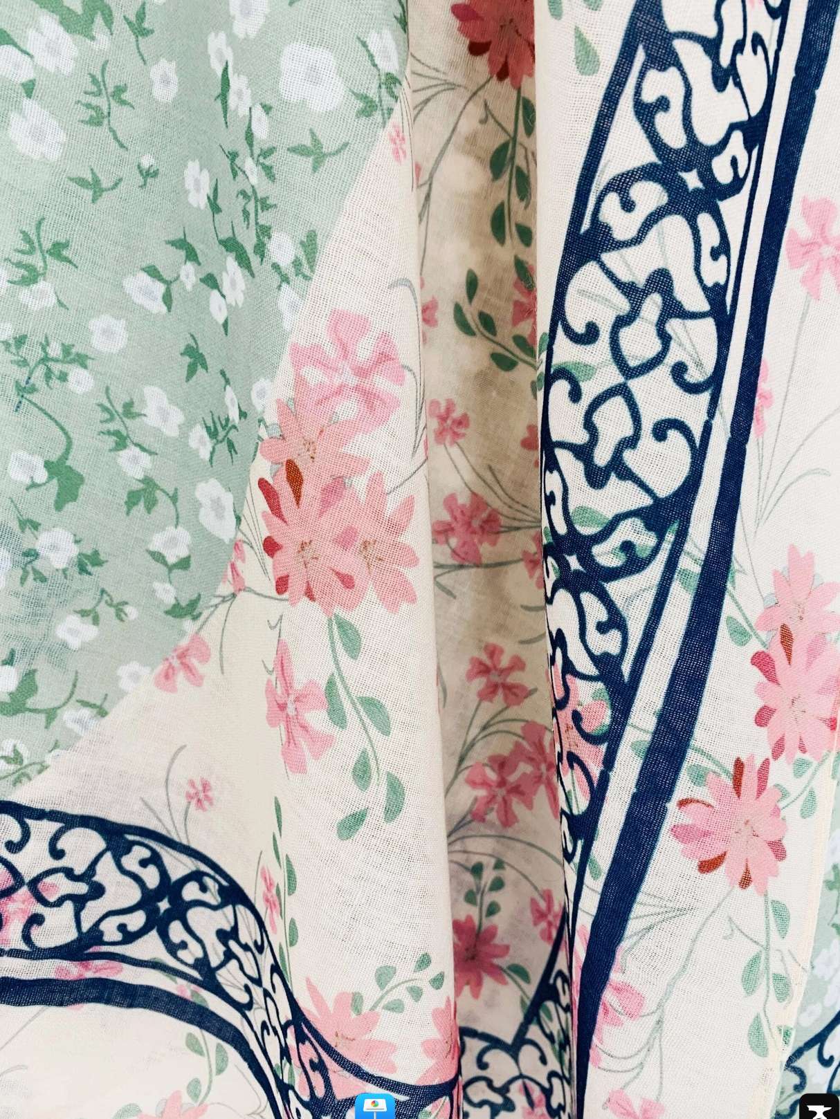 Pink-Aqua Daisy Patchwork Kimono