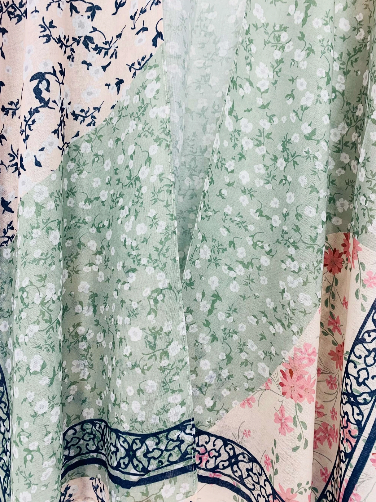 Pink-Aqua Daisy Patchwork Kimono