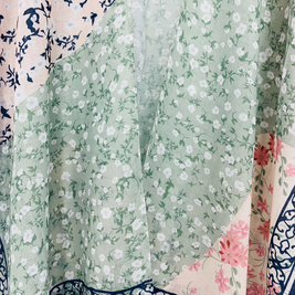 Pink-Aqua Daisy Patchwork Kimono