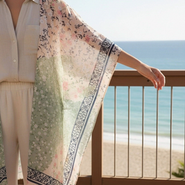 Pink-Aqua Daisy Patchwork Kimono