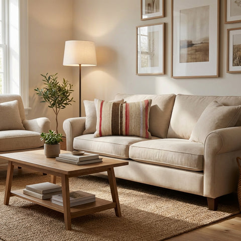 Desert Sand Stripe Throw Pillow