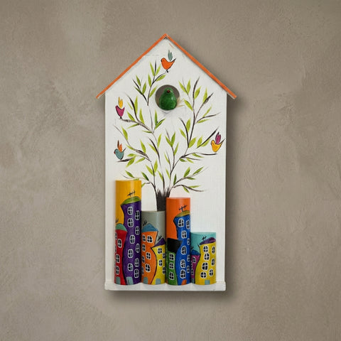 Hand-Painted Wooden Wall Decor – Little Bird House