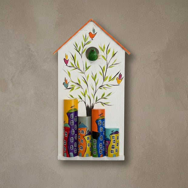 Hand-Painted Wooden Wall Decor – Little Bird House