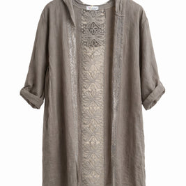 Italian Linen Hooded Kimono – Lightweight Natural Linen Layering Piece