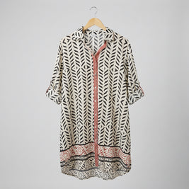 Cotton Printed Midi Shirt Dress