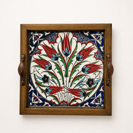 Hand-Painted Ceramic Decorative Serving Tray - Ottoman Tulip