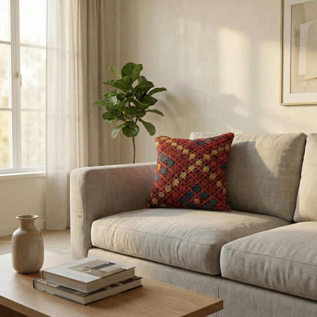 Handwoven Anatolian Pattern Pillow - Sunset Kilim