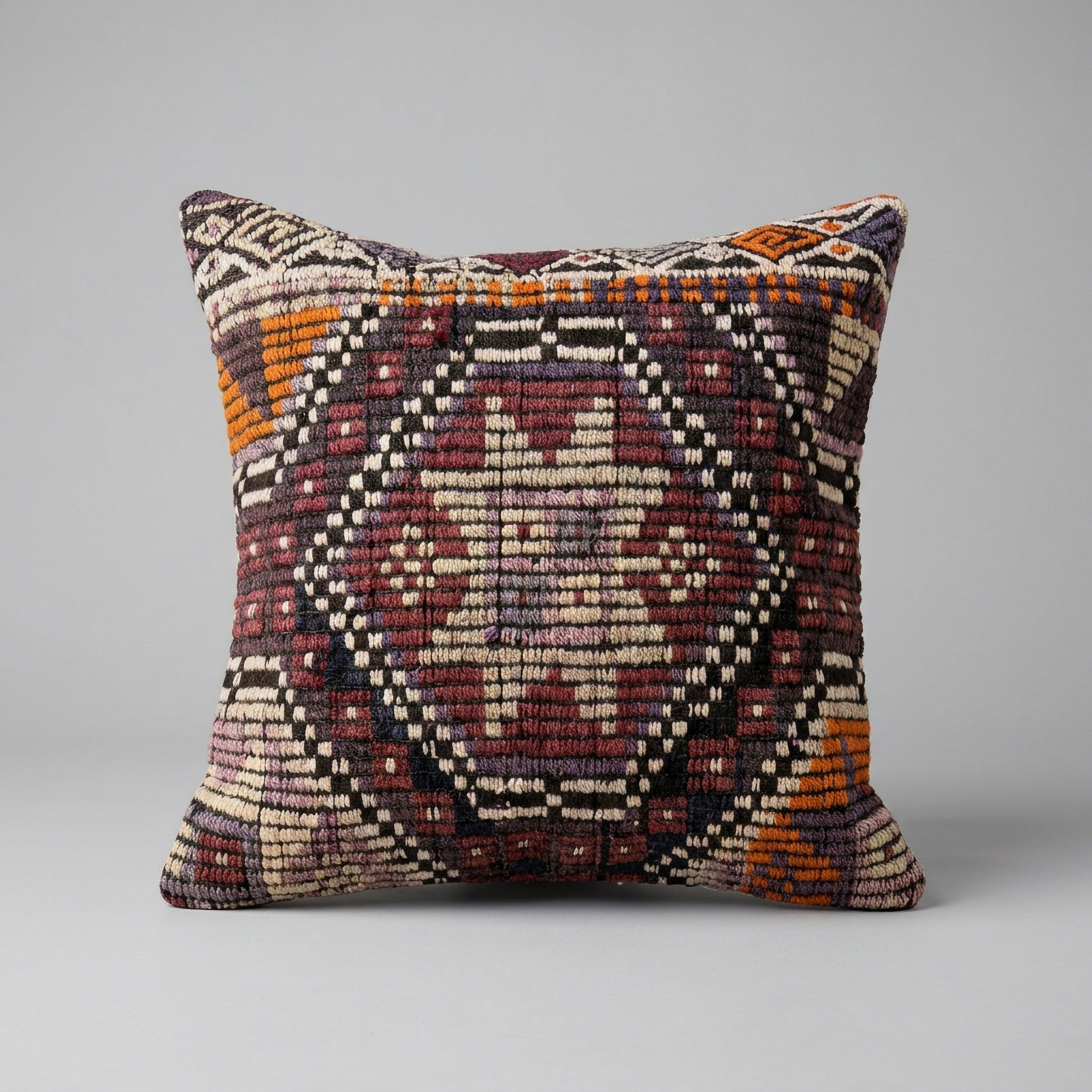 Handwoven Anatolian Pattern Pillow - Earthy Vintage Tones