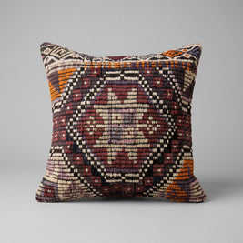 Handwoven Anatolian Pattern Pillow - Earthy Vintage Tones