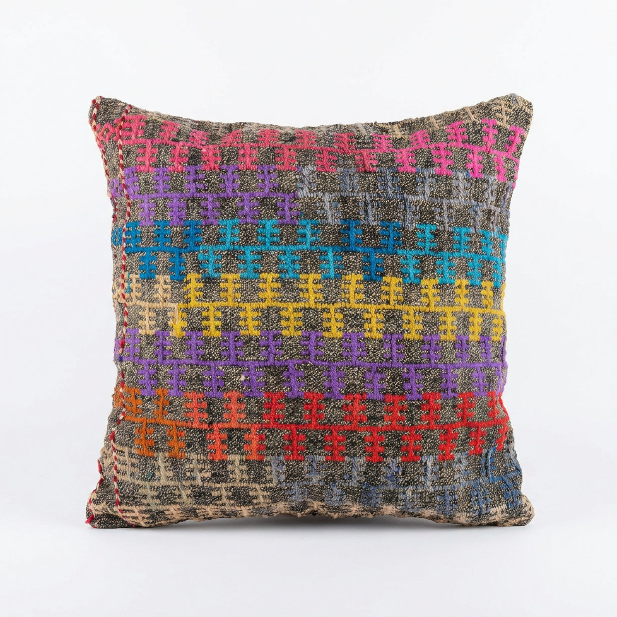 Handwoven Anatolian Pillow – Festival Kilim Tones