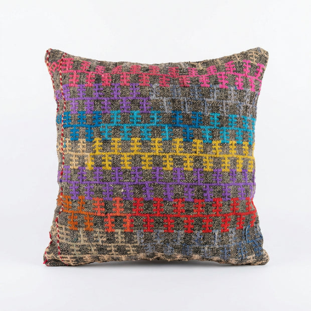 Handwoven Anatolian Pillow – Festival Kilim Tones
