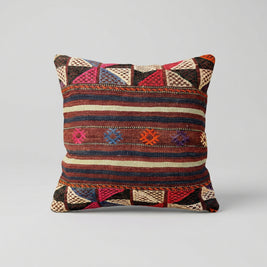 Handwoven Anatolian Pillow – Nomad Stripe Kilim Tones