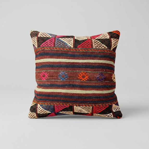 Handwoven Anatolian Pillow – Nomad Stripe Kilim Tones